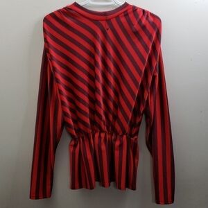 Zara Stripped with Ruffled Hem Blouse Size S